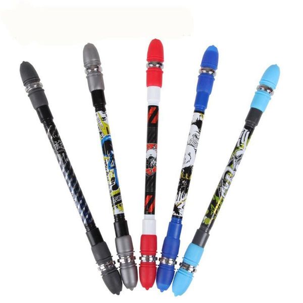 

ballpoint pens 1 pc zg-5091 penspinning non slip coated spinning pen champion rolling ball point improve learning office supplies, Blue;orange