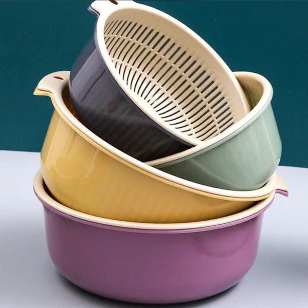 

storage baskets double thickened hollow fruit and vegetable washing basin home kitchen tray creative plastic basket