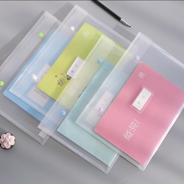 

business card files 2pcs/lot a4 plastic envelope bags transparent double snap fasteners information receive students paper office supplies