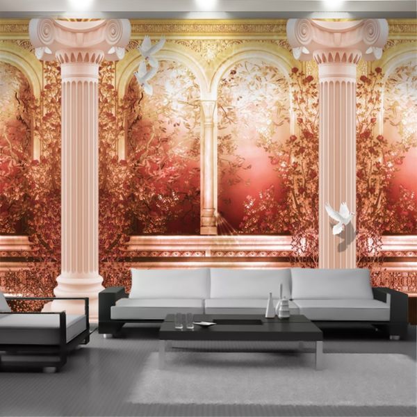 3d paisagem papel de parede branco coluna romana europeu voando pássaro mural wallpapers sala de estar quarto interior decoração casa pintura papéis de parede