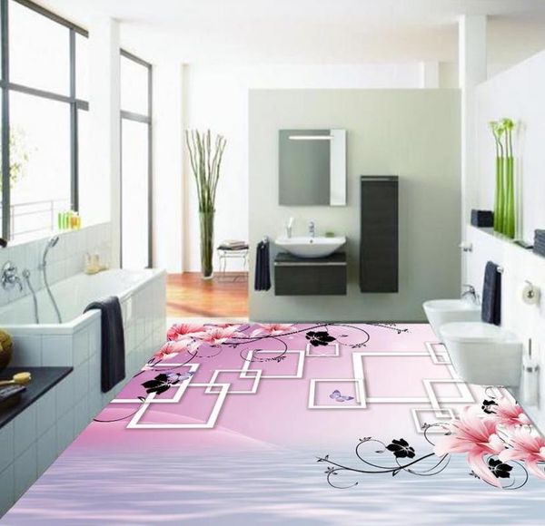 

wallpapers 3d floor painting wallpaper beautiful flowers in water for bathrooms flooring