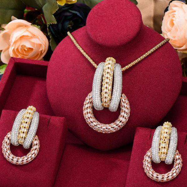 

earrings & necklace godki luxury geometric african bangle ring set jewelry sets for women wedding engagement brincos para as mulheres, Silver