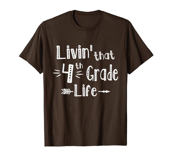

back to school shirt living that 4th grade life first day, White;black
