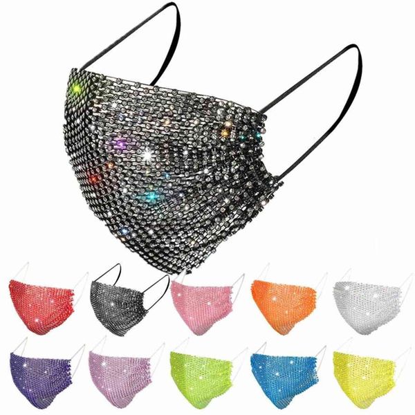 

designer face mask black white blue red colorful fashion masks with drill sun protection summer decoration rhinestone facemask