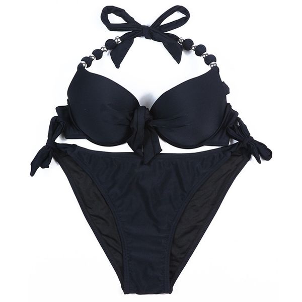 

eonar swimwear women solid brazilian bikini set push up swimsuit bathing suit beach wear plus size xxl 210712, White;black