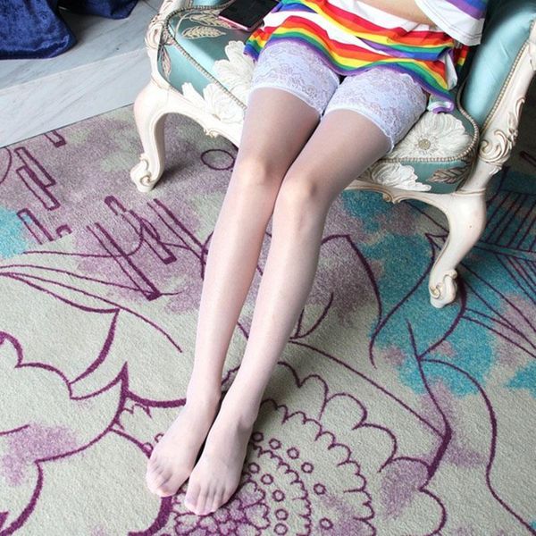 

socks & hosiery silicone ladies expansion lace ultrathin 8d non-slip thigh high stockings over the knee, Black;white