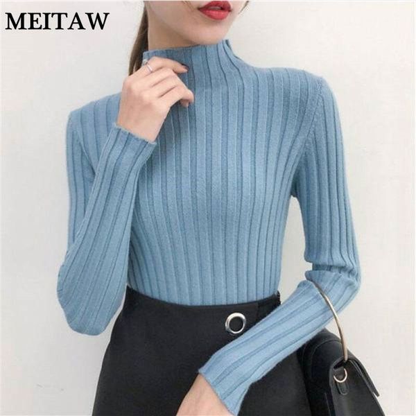

women's sweaters autumn winter women knitted sweater korean slim office pullovers 2021 casual turtleneck long sleeve elasticity jumper, White;black