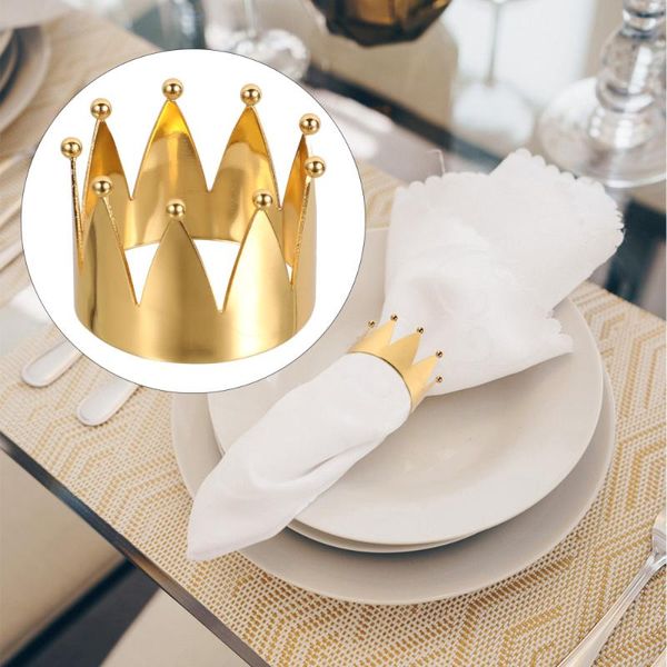 

4pcs delicate table napkin buckles crown shape el rings (golden)