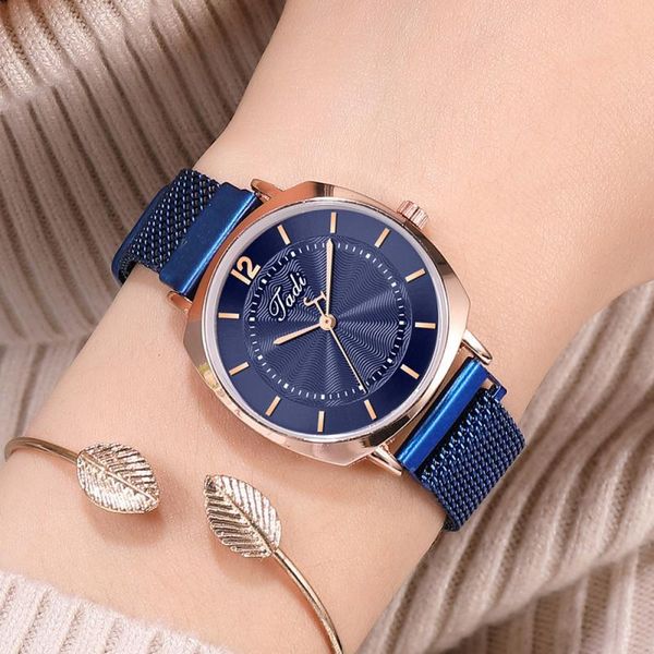 

women watches casual fashion quartz watch mesh steel korean style trend woman bracelet montre femme wristwatches, Slivery;brown
