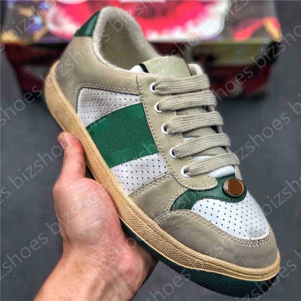 

sneakers leather shoes luxurys trainers distressed screener italy dirty classic blue red stripe rubber sole designer ace casual sh yemianbu
