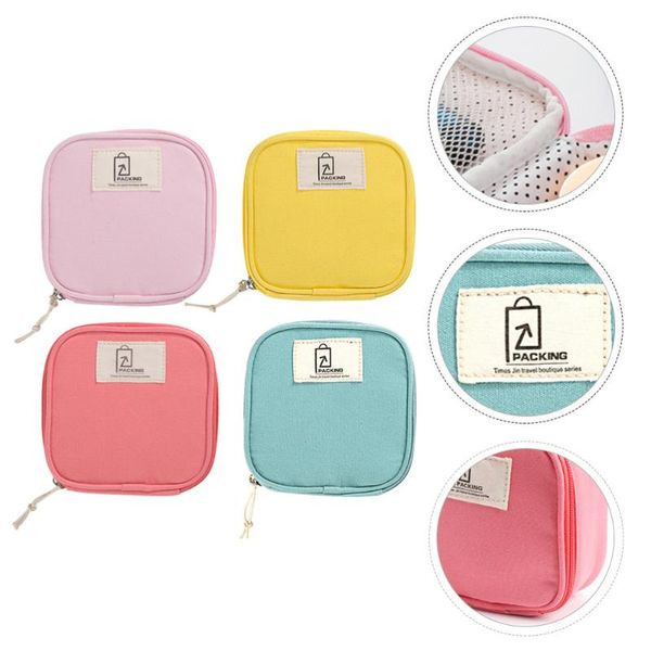 

4pcs small travel cosmetic bags multifunction lipsticks makeup mesh storage