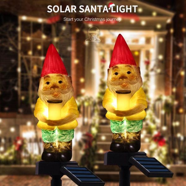 

strings lovely led solar powered lawn light outdoor waterproof home year garden christmas decoration santa claus shaped night lights