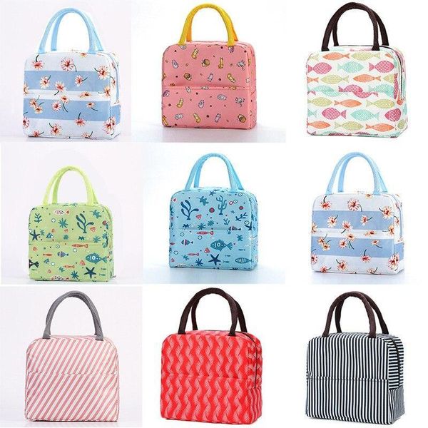 

storage bags women flower lunch bag thermal insulated portable box pouch picnic carry container food