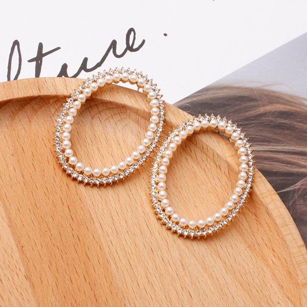 

dangle & chandelier yada big circle white pearl hoop earring statement round geometry for women jewelry earrings femme er210016, Silver