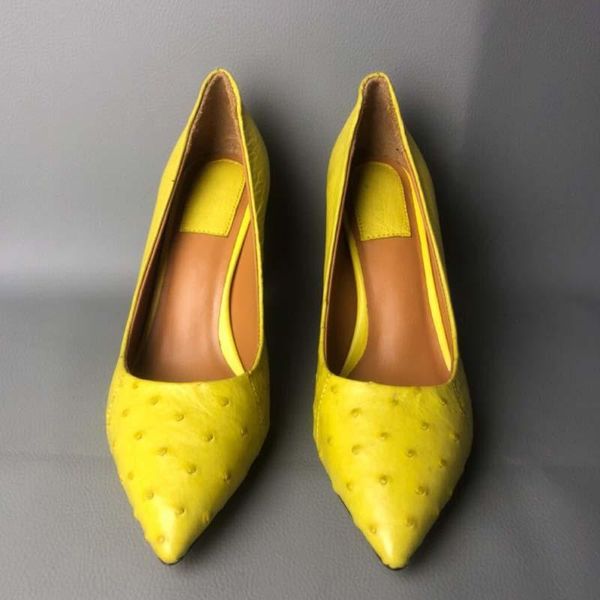 

dress shoes difutouzi focus female ostrich leather heels insoles women, Black