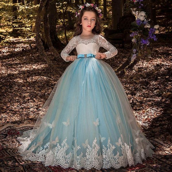 

girl's dresses custom made flower girl dress full sleeves puffy birthday gown princess first communion, Red;yellow