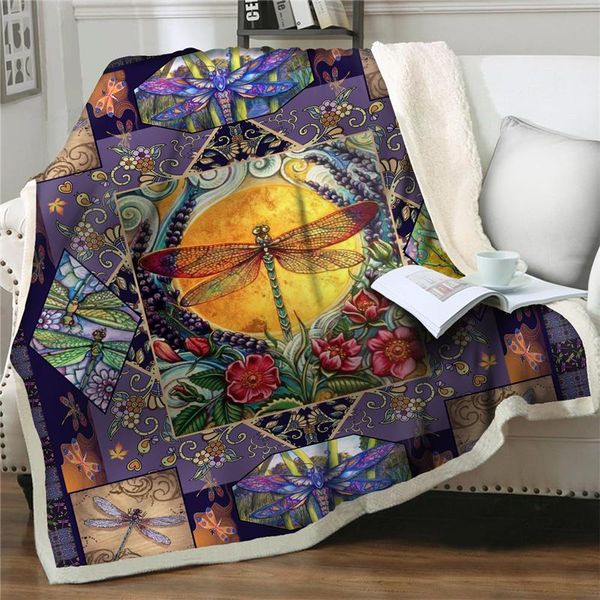 

bees print fleece blanket on bed sofa home textiles cartoon thick rug bedding quilt cover bedspread sherpa easy wash blankets
