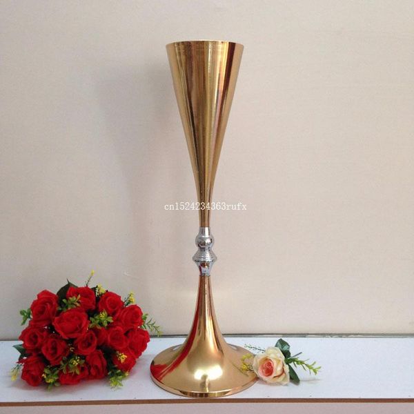 

vases 10pcs wedding centerpiece decoration road lead flower vase shelf gold table stand 70cm / 27.6"