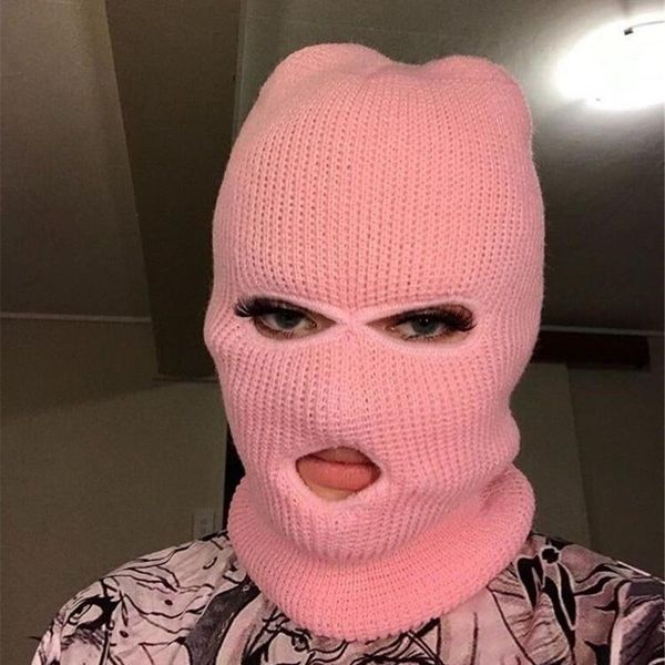 

beanies full face cover ski mask hat 3 holes balaclava army tactical cs windproof knit bonnet winter warm caps