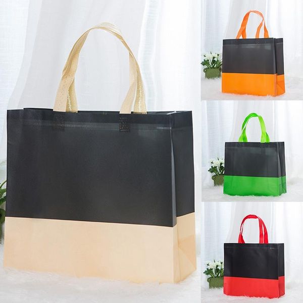 

storage bags non-woven foldable shopping bag reusable tote pouches folding travel shopper patchwork color fabric eco
