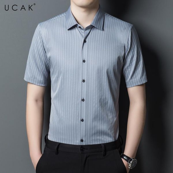 

men's casual shirts ucak brand summer comfortable striped men clothing fashion style streetwear soft shirt clothes homme u6243, White;black