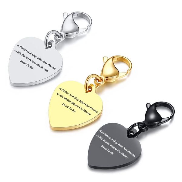 

keychains universal stainless steel heart shape charm key chain ring keyring father's day birthday gift, Silver
