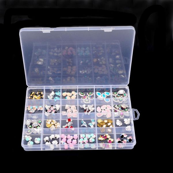 

plastic 24 slots adjustable jewelry storage box case craft organizer beads deskbottles & jars