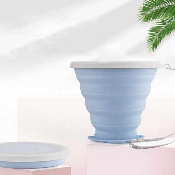

cups & saucers 6 colors 270ml silicone travel cup retractable folding coffee collapsible tea outdoor sports tour water