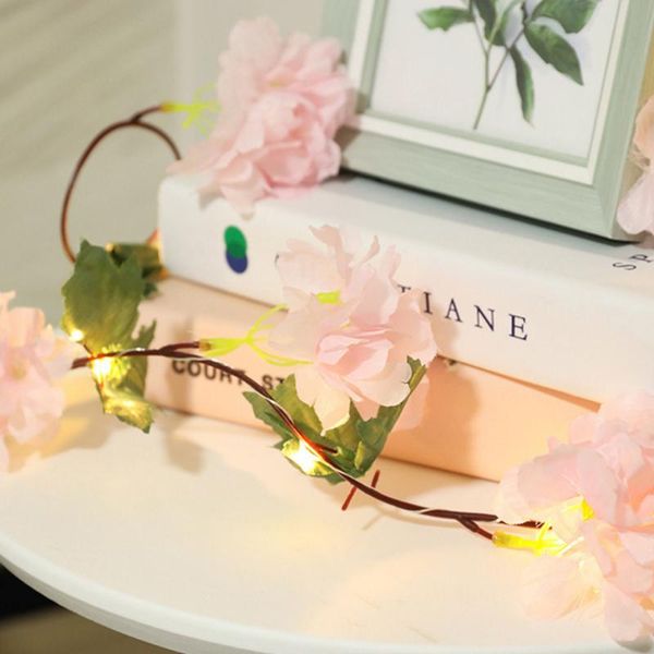 

strings pink white flower ball led string light 2m vine hydrangea 4.5v battery power garland lamp holiday decoration for home bedroom
