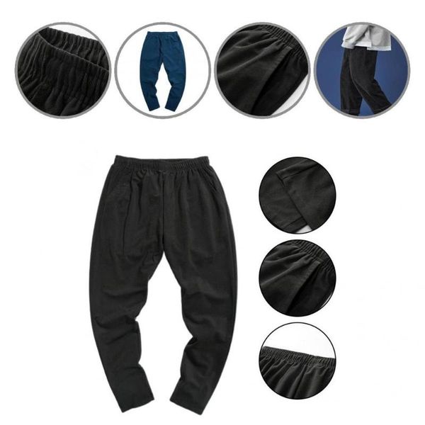 

men's pants trendy soft texture comfy spring streetwear trousers skin-friendly with pockets, Black
