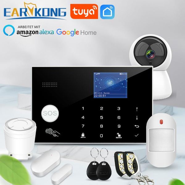 

wifi gsm alarm system 433mhz home burglar wireless & wired detector rfid tft touch keyboard 11 languages compatible alexa systems