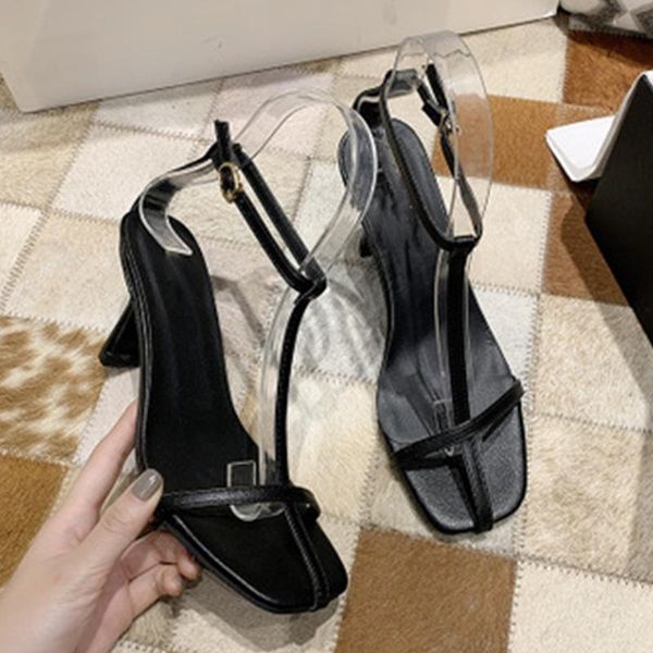

sandals women 2021 summer gladiator female t-tied shoes ladies woman high heels women's solid ankle strap casual footwear, Black