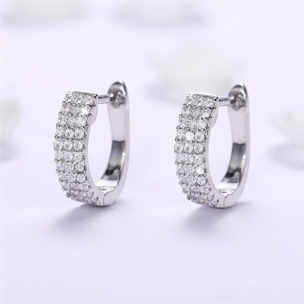 

hoop & huggie huitan dainty u shaped earrings for women silver color circle earring with crystal cz stone simple stylish female jewelry, Golden;silver