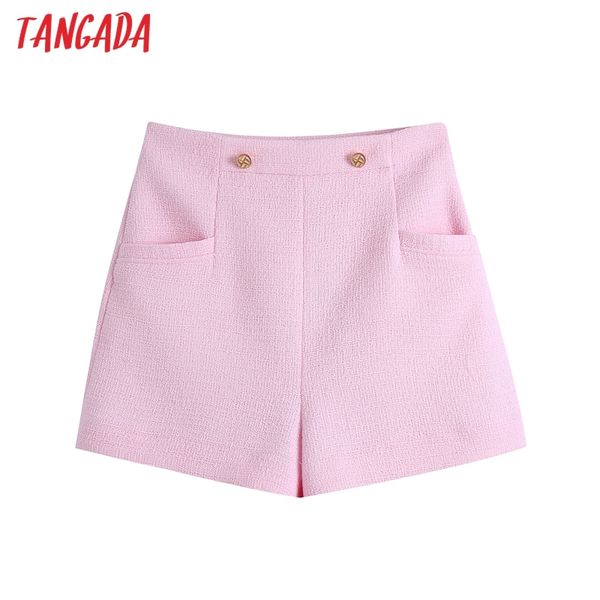 

women elegant pink tweed zipper pockets female retro casual shorts pantalones be521 210416, White;black