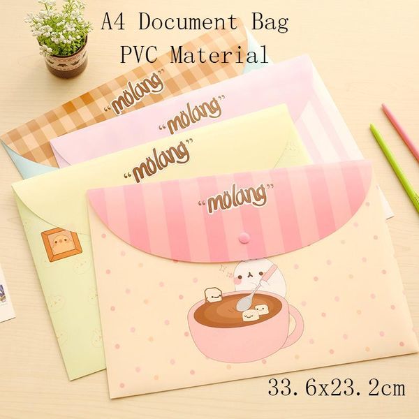 

business card files cute cartoon molang pvc binder file bag document a4 folder stationery filing production school office supplies