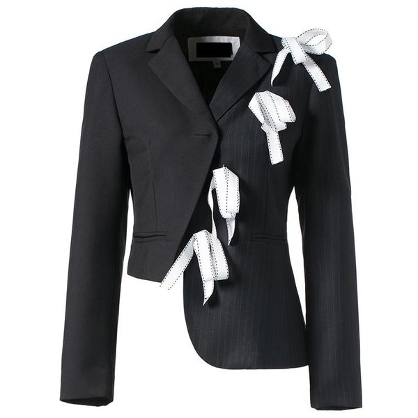 

women's suits & blazers nanastyle bowknot blazer for women striped patchwork long sleeve crop irregular coats summer fashion 2021 cloth, White;black