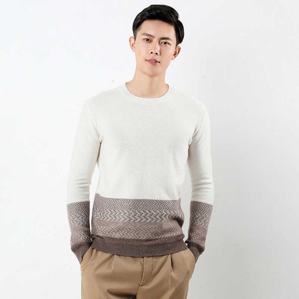 

men's sweaters knitting jumper autumn winter long sleeve mens 100% cashmere men thickening warm o-neck sweater 0x5d, White;black