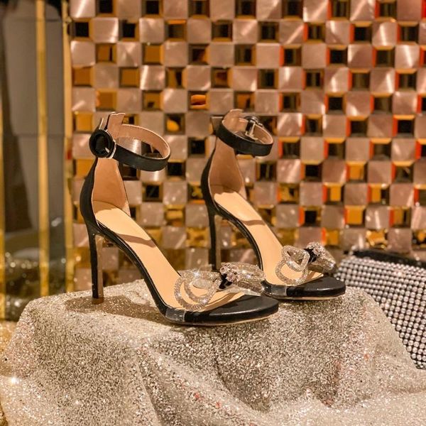 

butterfly-knot rhinestone shiny bling design sandals summer party office wedding high heels shoes fashion style beach dress, Black