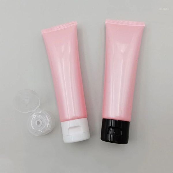 

storage bottles & jars 10-100pcs 50ml glossy pearl pink squeeze bottle 50g empty cosmetic container body lotion cream packaging plastic soft