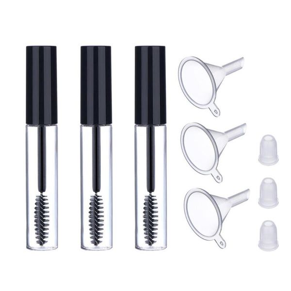 

storage bottles & jars 3pcs/set 10ml empty mascara tube black wand eyelash cream vial liquid refillable bottle with funnel diy makeup cosmet