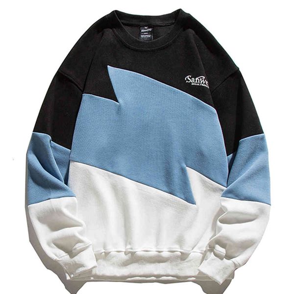 

men's hoodies & sweatshirts autumn hip hop street harajuku casual color contrast mend around neck hoodies nightgown wxfc, Black