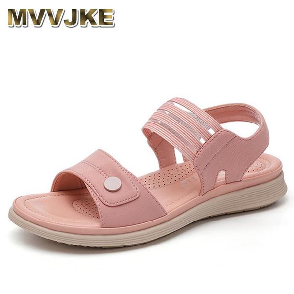 

sandals mvvjkewomen female ladies mother genuine leather shoes flats soft hook loop korean bling summer beach size 36-42, Black