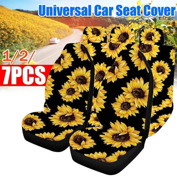 

car seat covers 7pcs 3d sunflower universal front breathable automobile full protector interior accessories styling