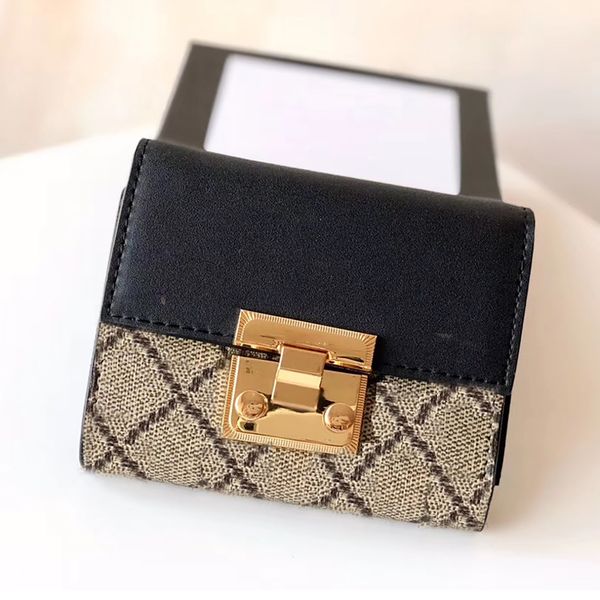 

leather short wallet card slot holder purses classic designer wallets original box, Red;black