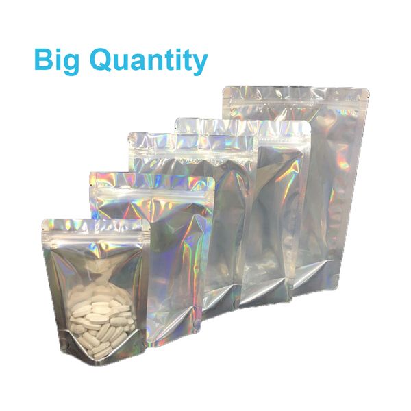 

packing mylar bag aluminum foil hologram rainbow colorful food storage extract pouch stand up zipper lockpackaging