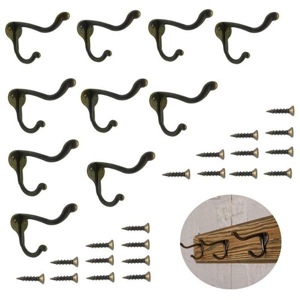 

robe hooks 10 pcs vintage bronze single coat wall mounted hat towel clothes hangers for bath kitchen garage heavy duty w
