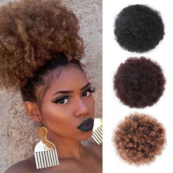 

head bag wig exploding fluffy hair bun, Black