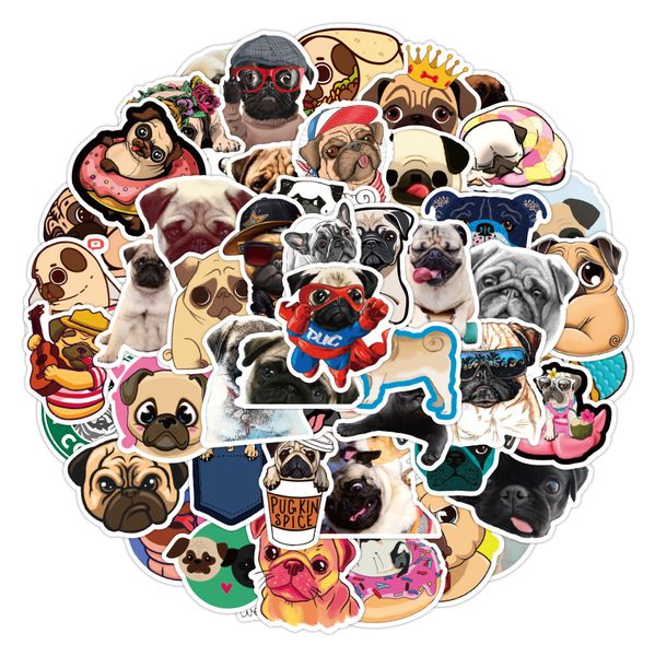 

50pcs/set cute pug dog small waterproof stickers for bike lapnotebook waterbottle