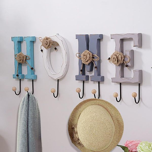 

hooks & rails creative hook rack multifunctional letter art household punching wall clothes kids room decorative key hanging hanger