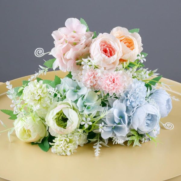 

decorative flowers & wreaths 6 forks artificial peony hydrangea bouquet diy flower arrangement party wedding home office table ornament